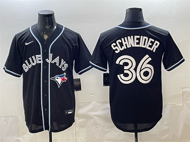 Men's Toronto Blue Jays #36 Davis Schneider 2026 Fashion Replica Black Out Stitched Baseball Jersey Men's Toronto Blue Jays #36 Davis Schneider 2026 Fashion Replica Black Out Stitched Baseball Jersey