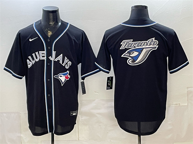 Men's Toronto Blue Jays Team Big Logo 2026 Fashion Replica Black Out Stitched Baseball Jersey Men's Toronto Blue Jays Team Big Logo 2026 Fashion Replica Black Out Stitched Baseball Jersey