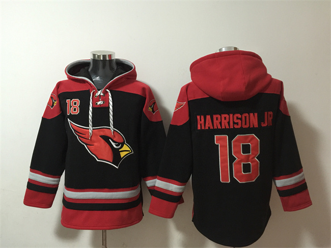 Men's Arizona Cardinals #18 Marvin Harrison Jr. Black Ageless Must-Have Lace-Up Pullover Hoodie Men's Arizona Cardinals #18 Marvin Harrison Jr. Black Ageless Must-Have Lace-Up Pullover Hoodie