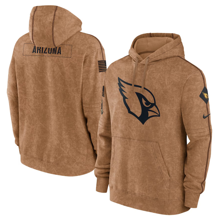 Men's Arizona Cardinals 2023 Brown Salute To Service Pullover Hoodie Men's Arizona Cardinals 2023 Brown Salute To Service Pullover Hoodie