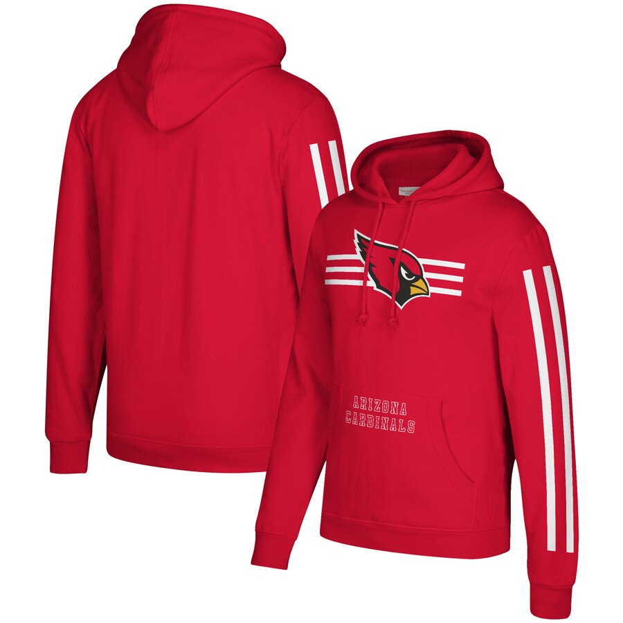 Arizona Cardinals Mitchell & Ness Three Stripe Pullover Hoodie Cardinal Arizona Cardinals Mitchell & Ness Three Stripe Pullover Hoodie Cardinal