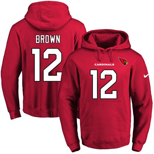 Nike Cardinals #12 John Brown Red Name & Number Pullover NFL Hoodie Nike Cardinals #12 John Brown Red Name & Number Pullover NFL Hoodie