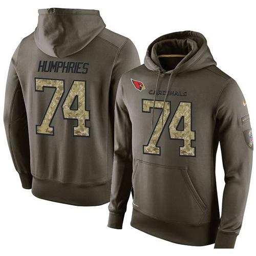 NFL Men's Nike Arizona Cardinals #74 D.J. Humphries Stitched Green Olive Salute To Service KO Performance Hoodie NFL Men's Nike Arizona Cardinals #74 D.J. Humphries Stitched Green Olive Salute To Service KO Performance Hoodie
