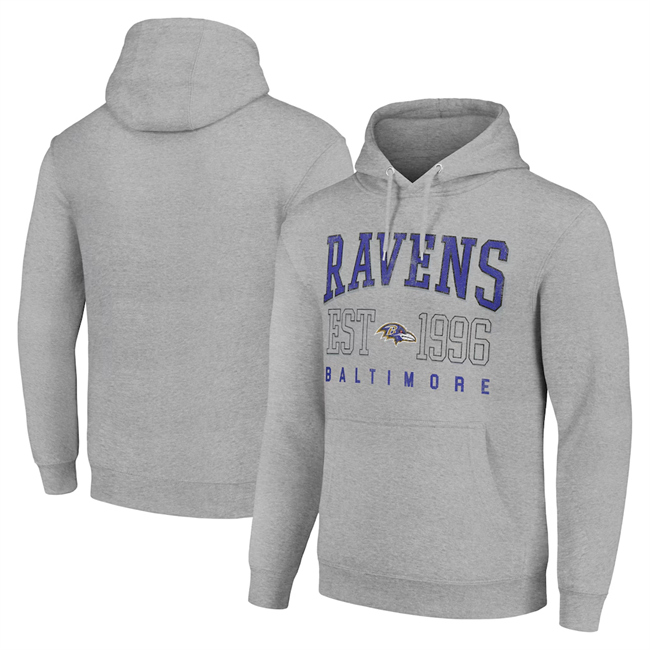 Men's Baltimore Ravens Grey Throwback Logo Pullover Hoodie Men's Baltimore Ravens Grey Throwback Logo Pullover Hoodie