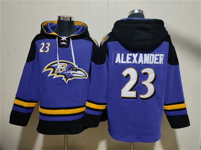 Men's Baltimore Ravens #23 Jaire Alexander Ageless Must-Have Lace-Up Pullover Hoodie Men's Baltimore Ravens #23 Jaire Alexander Ageless Must-Have Lace-Up Pullover Hoodie