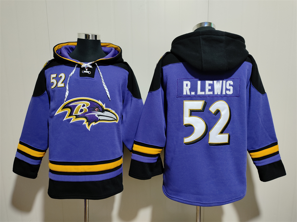 Men's Baltimore Ravens #52 Ray Lewis Ageless Must-Have Lace-Up Pullover Hoodie Men's Baltimore Ravens #52 Ray Lewis Ageless Must-Have Lace-Up Pullover Hoodie