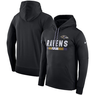 Men's Baltimore Ravens Nike Black Sideline Team Name Performance Pullover Hoodie Men's Baltimore Ravens Nike Black Sideline Team Name Performance Pullover Hoodie