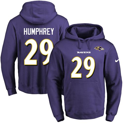 Nike Ravens #29 Marlon Humphrey Purple Name & Number Pullover NFL Hoodie Nike Ravens #29 Marlon Humphrey Purple Name & Number Pullover NFL Hoodie