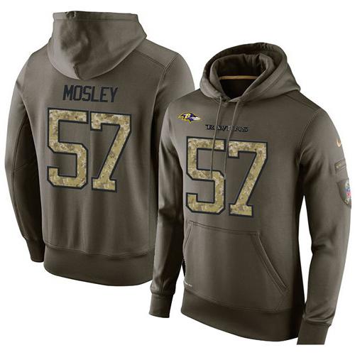 NFL Men's Nike Baltimore Ravens #57 C.J. Mosley Stitched Green Olive Salute To Service KO Performance Hoodie NFL Men's Nike Baltimore Ravens #57 C.J. Mosley Stitched Green Olive Salute To Service KO Performance Hoodie
