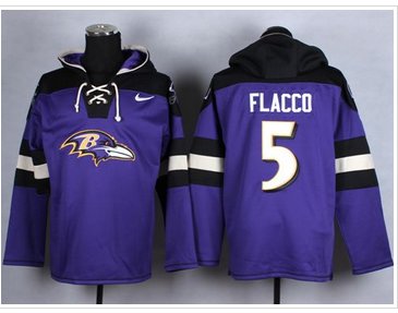 New Baltimore Ravens #5 Joe Flacco Purple Player Pullover NFL Hoodie New Baltimore Ravens #5 Joe Flacco Purple Player Pullover NFL Hoodie
