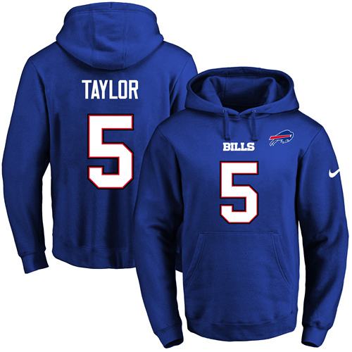 Nike Bills #5 Tyrod Taylor Royal Blue Name & Number Pullover NFL Hoodie Nike Bills #5 Tyrod Taylor Royal Blue Name & Number Pullover NFL Hoodie