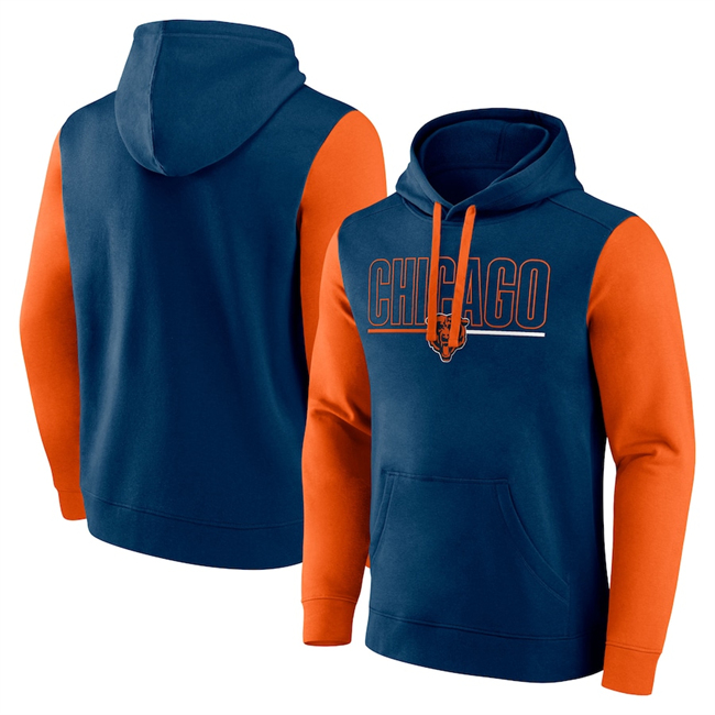Men's Chicago Bears Navy Orange Outline Pullover Hoodie Men's Chicago Bears Navy Orange Outline Pullover Hoodie