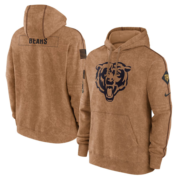 Men's Chicago Bears 2023 Brown Salute To Service Pullover Hoodie Men's Chicago Bears 2023 Brown Salute To Service Pullover Hoodie