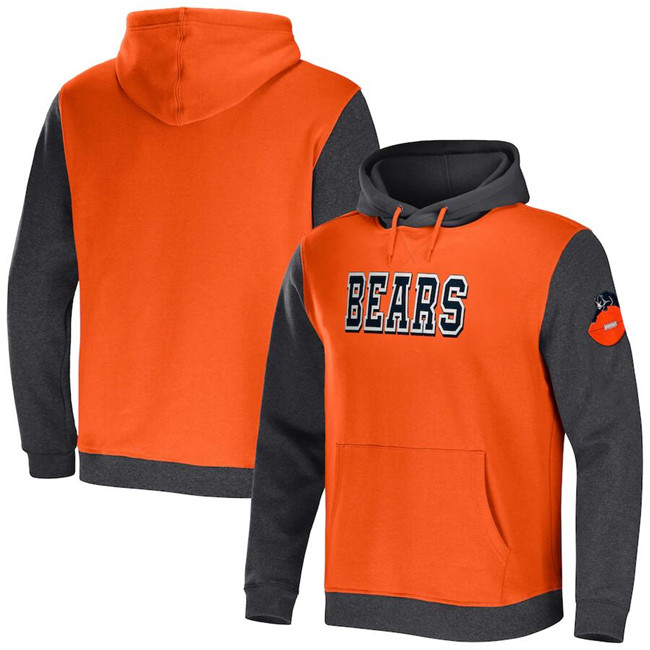 Men's Chicago Bears X Darius Rucker Collection Orange Heather Colorblock Pullover Hoodie Men's Chicago Bears X Darius Rucker Collection Orange Heather Colorblock Pullover Hoodie