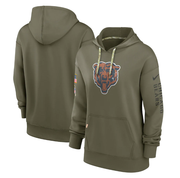 Women's Chicago Bears 2022 Olive Salute To Service Therma Performance Pullover Hoodie(Run Small) Women's Chicago Bears 2022 Olive Salute To Service Therma Performance Pullover Hoodie(Run Small)