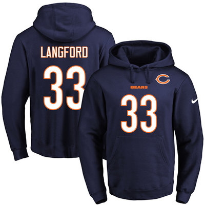 Nike Bears #33 Jeremy Langford Navy Blue Name & Number Pullover NFL Hoodie