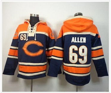 Nike Bears #69 Jared Allen Navy Blue Sawyer Hooded Sweatshirt NFL Hoodie