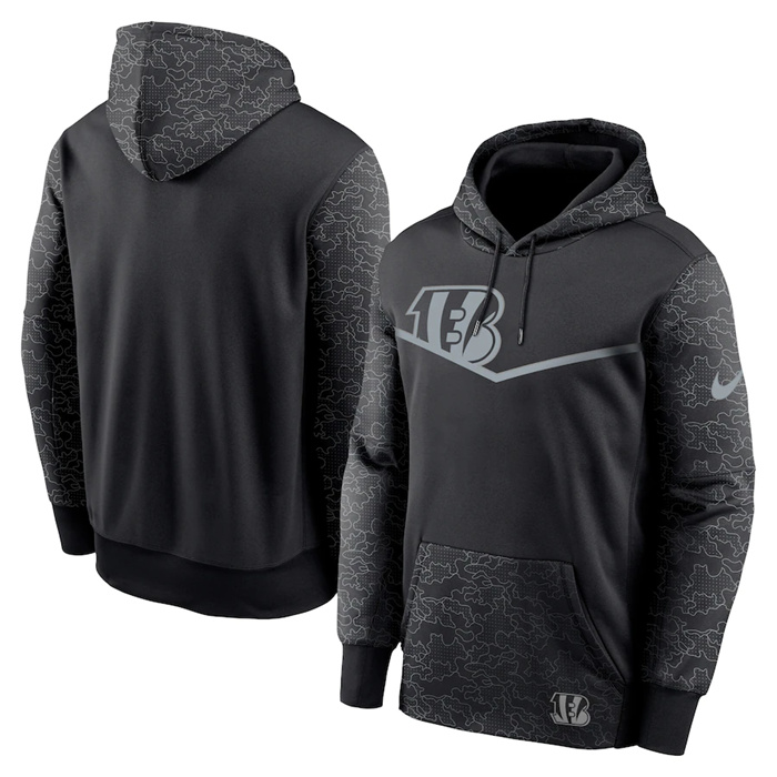Men's Cincinnati Bengals Black Reflective Therma Hoodie Men's Cincinnati Bengals Black Reflective Therma Hoodie