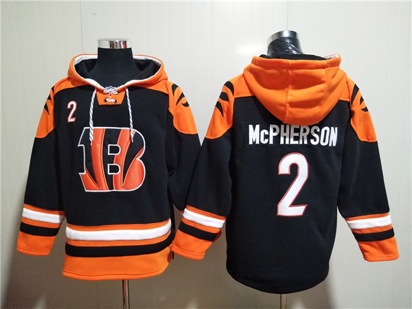 Men's Cincinnati Bengals #2 Evan McPherson Orange Black Ageless Must-Have Lace-Up Pullover Hoodie Men's Cincinnati Bengals #2 Evan McPherson Orange Black Ageless Must-Have Lace-Up Pullover Hoodie