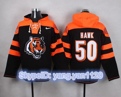 Nike Bengals #50 A.J. Hawk Black Player Pullover NFL Hoodie