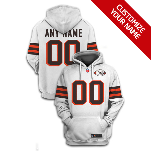 Men's Cleveland Browns Active Player Custom 2021 White 1946 Collection Pullover Hoodie Men's Cleveland Browns Active Player Custom 2021 White 1946 Collection Pullover Hoodie