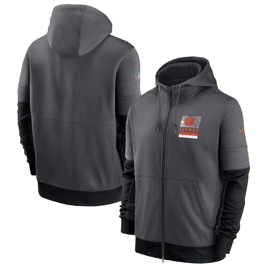 Cleveland Browns Nike Sideline Impact Lockup Performance Full-Zip Hoodie Charcoal Cleveland Browns Nike Sideline Impact Lockup Performance Full-Zip Hoodie Charcoal