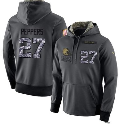 Nike Browns #27 Jabrill Peppers Stitched Black Men's Anthracite Salute to Service Player Performance Hoodie