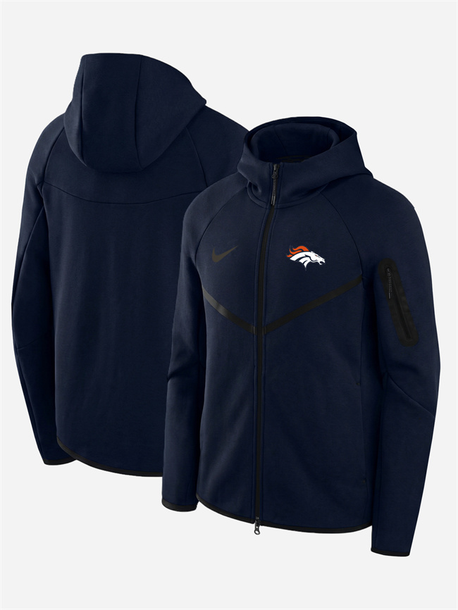 Men's Denver Broncos Navy Tech Fleece Full-Zip Windrunner Hoodie Men's Denver Broncos Navy Tech Fleece Full-Zip Windrunner Hoodie