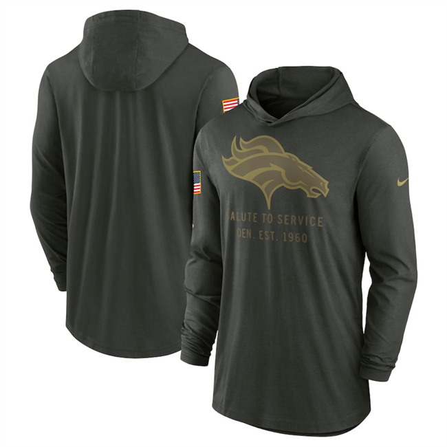 Men's Denver Broncos Forest Green 2025 Salute to Service Sideline Dri-FIT Lightweight Pullover Hoodie Men's Denver Broncos Forest Green 2025 Salute to Service Sideline Dri-FIT Lightweight Pullover Hoodie