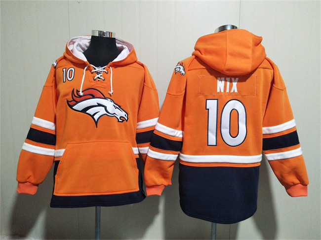 Men's Denver Broncos #10 Bo Nix Orange Ageless Must-Have Lace-Up Pullover Hoodie Men's Denver Broncos #10 Bo Nix Orange Ageless Must-Have Lace-Up Pullover Hoodie