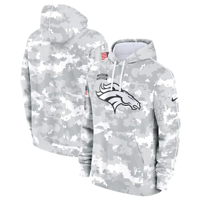 Men's Denver Broncos 2024 Arctic Camo Salute To Service Club Fleece Pullover Hoodie Men's Denver Broncos 2024 Arctic Camo Salute To Service Club Fleece Pullover Hoodie
