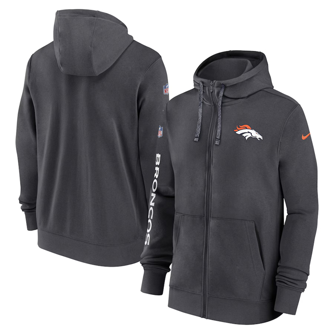Men's Denver Broncos Heather Charcoal 2024 Team Full-Zip Hoodie Men's Denver Broncos Heather Charcoal 2024 Team Full-Zip Hoodie