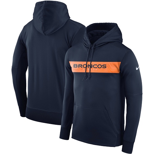 Men's Denver Broncos Nike Navy Sideline Team Performance Pullover Hoodie Men's Denver Broncos Nike Navy Sideline Team Performance Pullover Hoodie