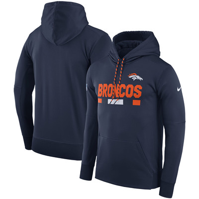 Men's Denver Broncos Nike Navy Sideline Team Name Performance Pullover Hoodie Men's Denver Broncos Nike Navy Sideline Team Name Performance Pullover Hoodie