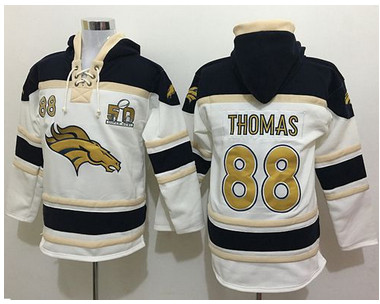Nike Broncos #88 Demaryius Thomas White Sawyer Hooded Sweatshirt Super Bowl 50 Collection NFL Hoodie