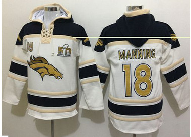 Nike Broncos #18 Peyton Manning White Sawyer Hooded Sweatshirt Super Bowl 50 Collection NFL Hoodie