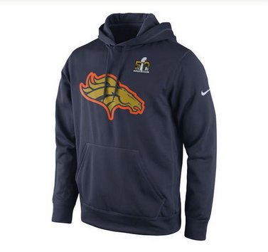 Men's Denver Broncos Nike Navy Super Bowl 50 Bound Team Travel Performance Pullover Hoodie