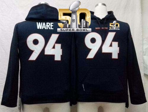 Nike Broncos #94 DeMarcus Ware Navy Blue Super Bowl 50 Youth Pullover NFL Hoodie Nike Broncos #94 DeMarcus Ware Navy Blue Super Bowl 50 Youth Pullover NFL Hoodie