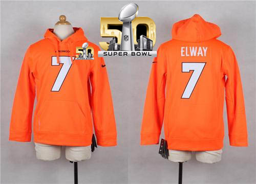 Nike Broncos #7 John Elway Orange Super Bowl 50 Youth Player NFL Hoodie Nike Broncos #7 John Elway Orange Super Bowl 50 Youth Player NFL Hoodie
