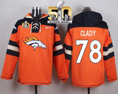 Nike Broncos #78 Ryan Clady Orange Super Bowl 50 Player Pullover NFL Hoodie