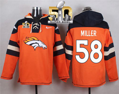 Nike Broncos #58 Von Miller Orange Super Bowl 50 Player Pullover NFL Hoodie Nike Broncos #58 Von Miller Orange Super Bowl 50 Player Pullover NFL Hoodie
