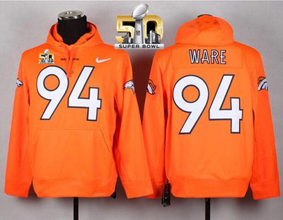 Denver Broncos #94 DeMarcus Ware Orange Super Bowl 50 Pullover NFL Hoodie Denver Broncos #94 DeMarcus Ware Orange Super Bowl 50 Pullover NFL Hoodie
