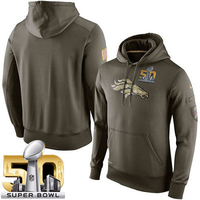 Men's Denver Broncos Super Bowl 50 Nike Olive Salute To Service KO Performance Hoodie Men's Denver Broncos Super Bowl 50 Nike Olive Salute To Service KO Performance Hoodie