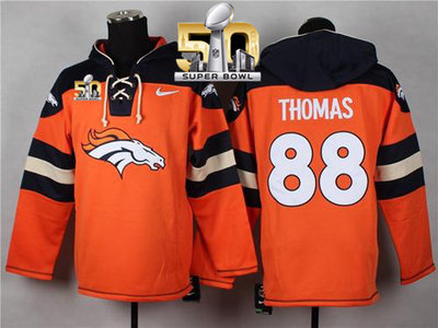 Nike Broncos #88 Demaryius Thomas Orange Super Bowl 50 Player Pullover NFL Hoodie Nike Broncos #88 Demaryius Thomas Orange Super Bowl 50 Player Pullover NFL Hoodie