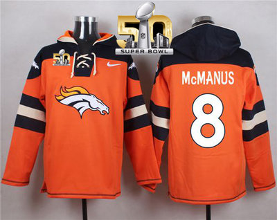 Nike Broncos #8 Brandon McManus Orange Super Bowl 50 Player Pullover NFL Hoodie Nike Broncos #8 Brandon McManus Orange Super Bowl 50 Player Pullover NFL Hoodie
