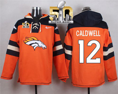 Nike Broncos #12 Andre Caldwell Orange Super Bowl 50 Player Pullover NFL Hoodie