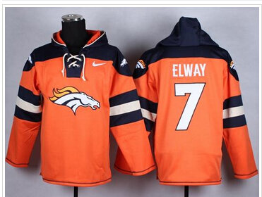NEW Denver Broncos #7 John Elway Orange Player Pullover NFL Hoodie