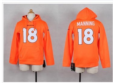 NEW Broncos #18 Peyton Manning Orange Youth Player NFL Hoodie