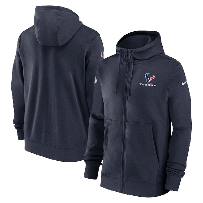Men's Houston Texans Navy Sideline Club Performance Full-Zip Hoodie Men's Houston Texans Navy Sideline Club Performance Full-Zip Hoodie
