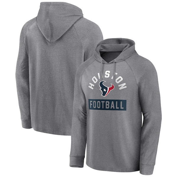Men's Houston Texans Heathered Gray No Time Off Raglan Pullover Hoodie Men's Houston Texans Heathered Gray No Time Off Raglan Pullover Hoodie